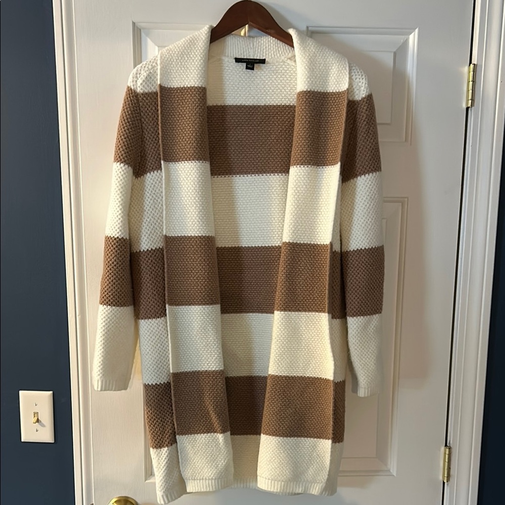 Ann Taylor Cream and Tan Cardigan